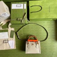 Gucci GG Women Gucci Diana Mini Tote Bag Double G White Leather