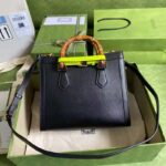 Gucci GG Women Gucci Diana Small Tote Bag Double G Black Leather - Image 3