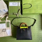 Gucci GG Women Gucci Diana Small Tote Bag Double G Black Leather - Image 5