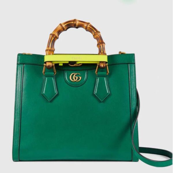 Gucci GG Women Gucci Diana Small Tote Bag Double G Emerald Leather