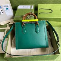 Gucci GG Women Gucci Diana Small Tote Bag Double G Emerald Leather