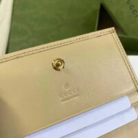 Gucci GG Women Gucci Horsebit 1955 Card Case Wallet Beige Leather