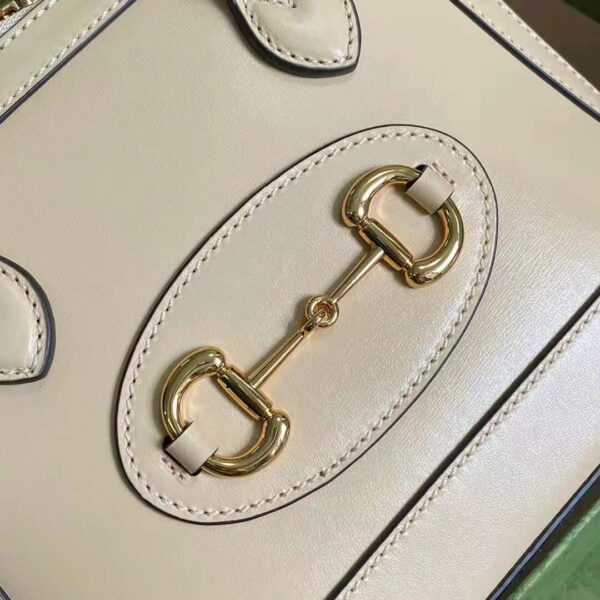 Gucci GG Women Gucci Horsebit 1955 Mini Top Handle Bag Beige Leather (6)