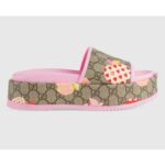 Gucci GG Women Gucci Les Pommes Sandal Beige and Ebony GG Supreme Canvas