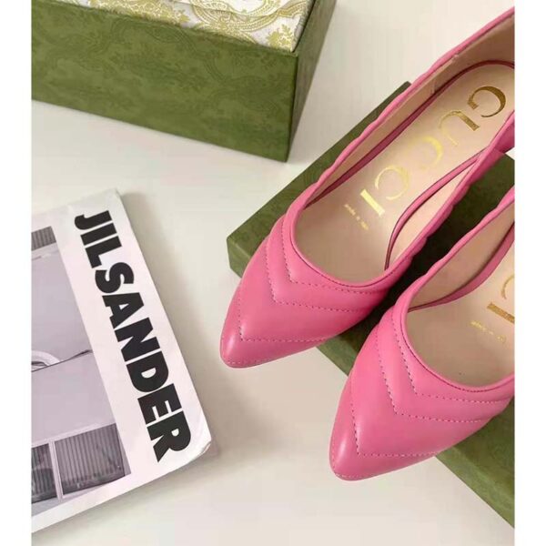 Gucci GG Women Matelassé Pump Pastel Pink Matelassé Chevron Leather 10 cm Heel (1)