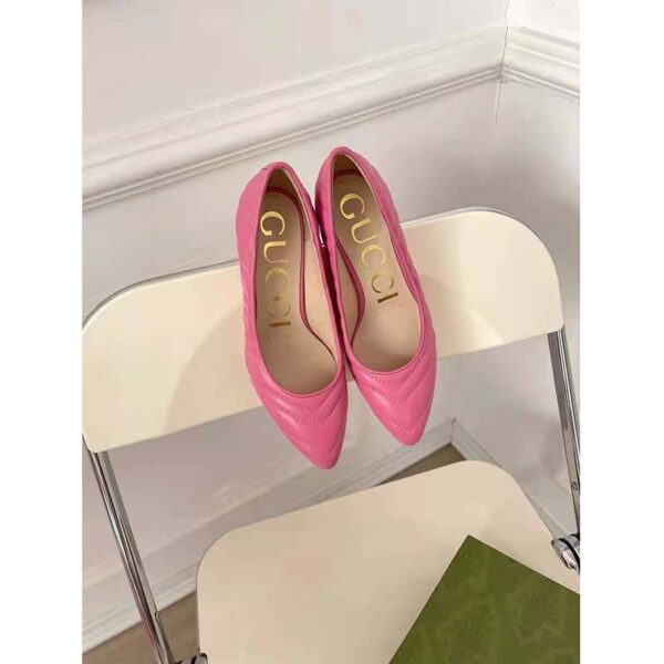 Gucci GG Women Matelassé Pump Pastel Pink Matelassé Chevron Leather 10 cm Heel (6)
