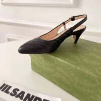 Gucci GG Women Matelassé Sling Back Black Matelassé Chevron Leather 7 cm Heel