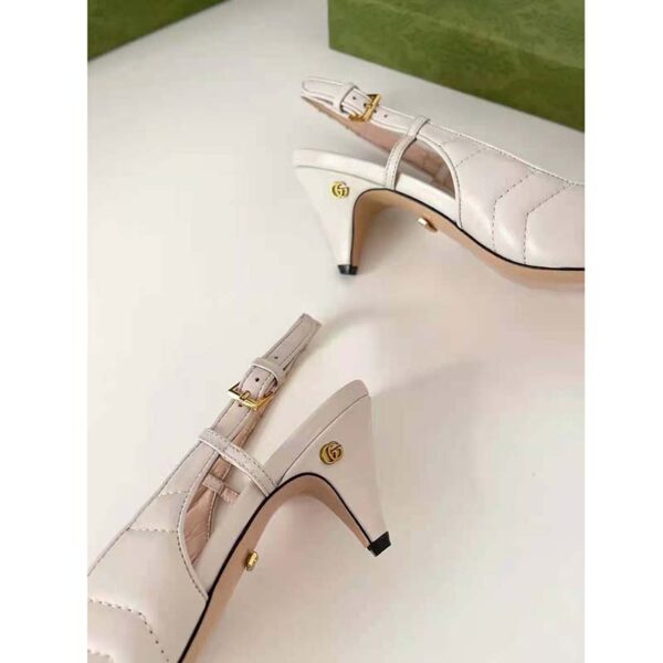 Gucci GG Women Matelassé Sling Back White Matelassé Chevron Leather 7 cm Heel (1)