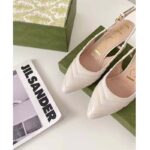 Gucci GG Women Matelassé Sling Back White Matelassé Chevron Leather 7 cm Heel - Image 8