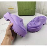 Gucci GG Women Platform Perforated G Sandal Lilac Perforated GG Rubber - Imagen 6