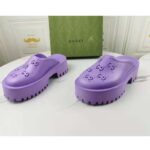 Gucci GG Women Platform Perforated G Sandal Lilac Perforated GG Rubber - Imagen 3
