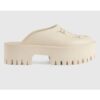 Gucci GG Women Platform Perforated G Sandal White Perforated GG Rubber