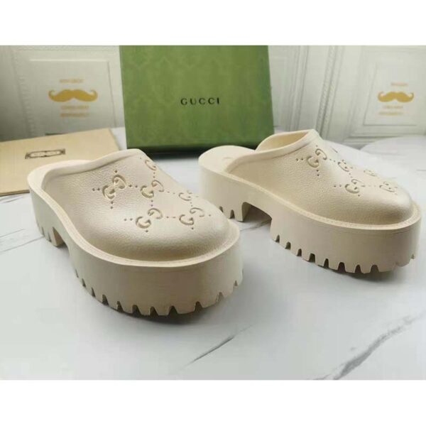 Gucci GG Women Platform Perforated G Sandal White Perforated GG Rubber (4)