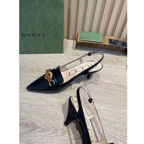 Gucci GG Women Pump with Bamboo Horsebit Black Leather (1)