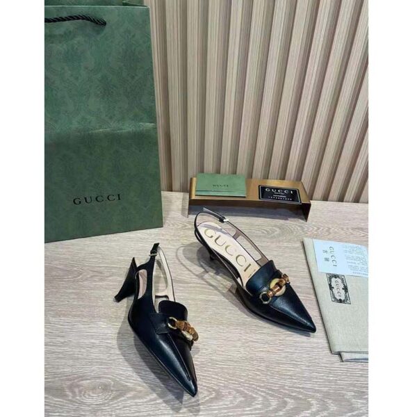 Gucci GG Women Pump with Bamboo Horsebit Black Leather (10)