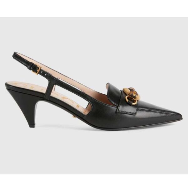 Gucci GG Women Pump with Bamboo Horsebit Black Leather