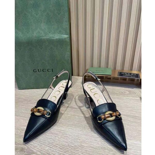 Gucci GG Women Pump with Bamboo Horsebit Black Leather (4)