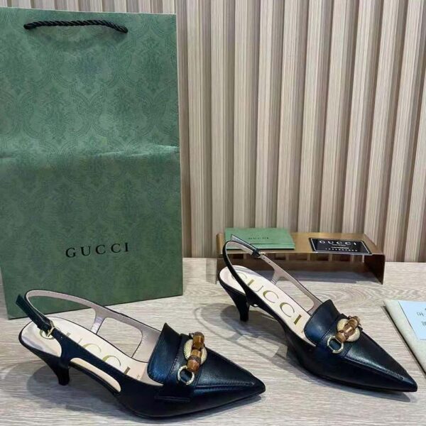 Gucci GG Women Pump with Bamboo Horsebit Black Leather (6)