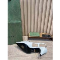 Gucci GG Women Pump with Bamboo Horsebit White Leather
