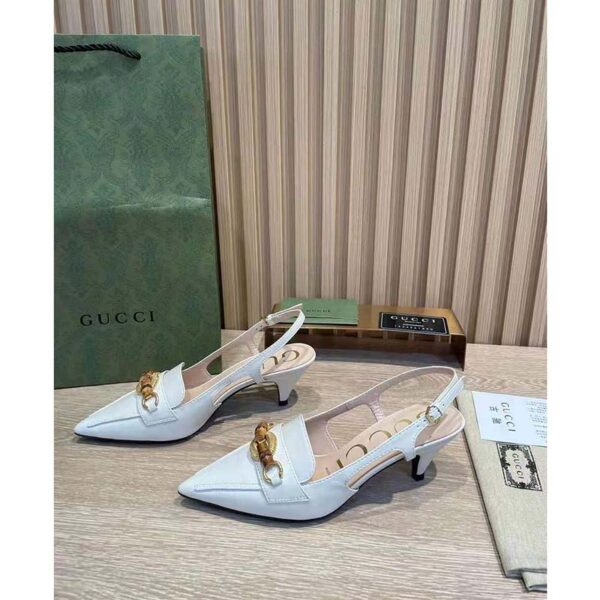 Gucci GG Women Pump with Bamboo Horsebit White Leather (10)