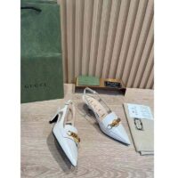 Gucci GG Women Pump with Bamboo Horsebit White Leather