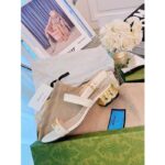 Gucci GG Women Sandal with Chain-Shaped Heel Butter Colored Leather with Off-White - immagine 7