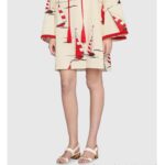 Gucci GG Women Sandal with Chain-Shaped Heel Butter Colored Leather with Off-White - immagine 11