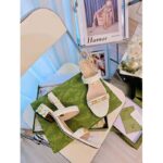 Gucci GG Women Sandal with Chain-Shaped Heel Butter Colored Leather with Off-White - immagine 8