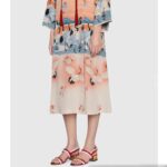 Gucci GG Women Sandal with Chain-Shaped Heel Hibscus Red Leather with Pastel Pink - Image 11