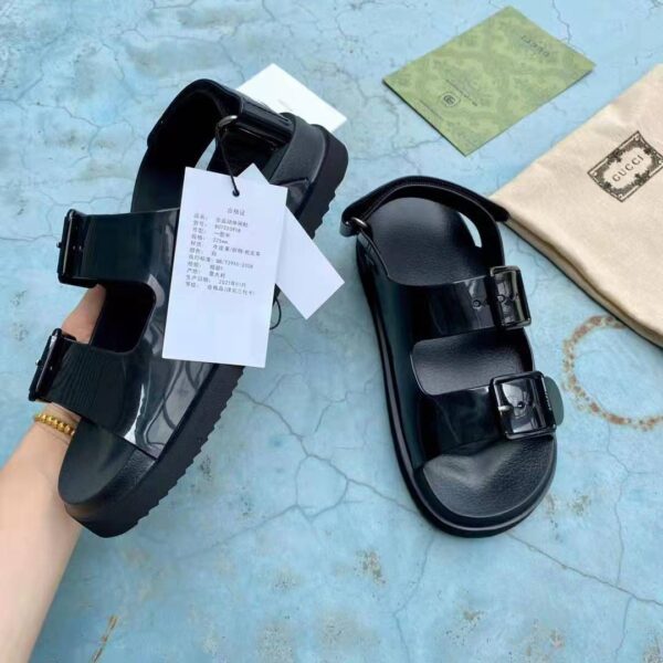 Gucci GG Women Sandal with Mini Double G Black Rubber (6)