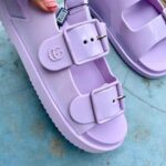 Gucci GG Women Sandal with Mini Double G Lilac Rubber - Image 10