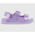 Gucci GG Women Sandal with Mini Double G Lilac Rubber