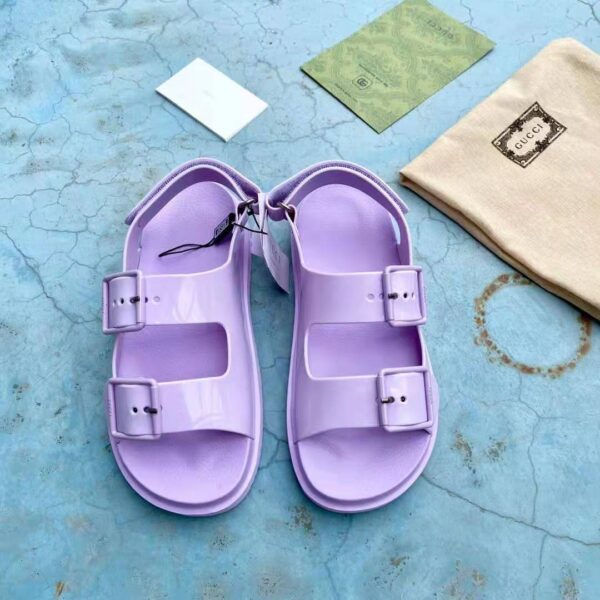 Gucci GG Women Sandal with Mini Double G Lilac Rubber (4)