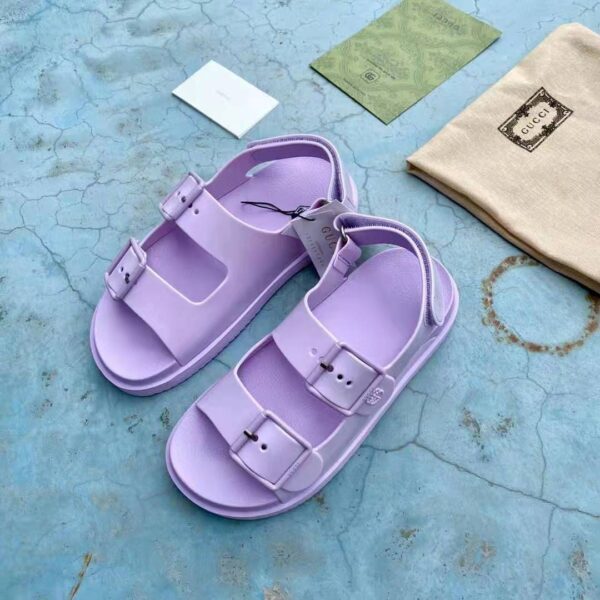 Gucci GG Women Sandal with Mini Double G Lilac Rubber (5)