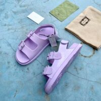Gucci GG Women Sandal with Mini Double G Lilac Rubber