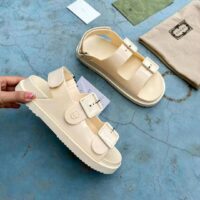 Gucci GG Women Sandal with Mini Double G Off-White Rubber