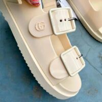 Gucci GG Women Sandal with Mini Double G Off-White Rubber