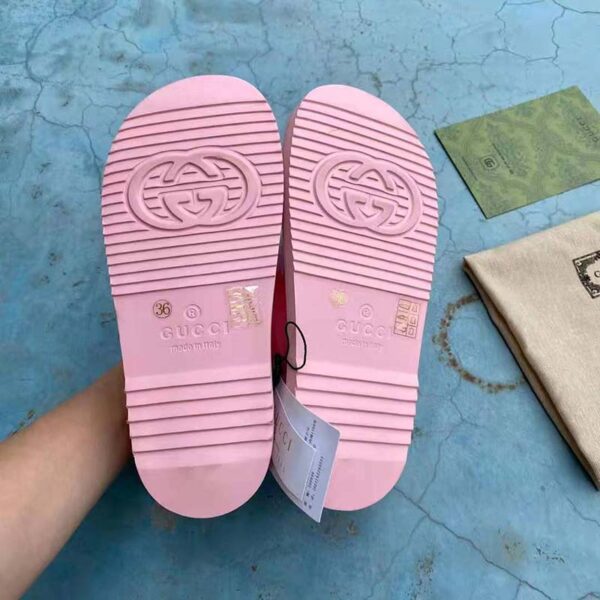 Gucci GG Women Sandal with Mini Double G Pink Rubber (1)