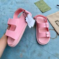 Gucci GG Women Sandal with Mini Double G Pink Rubber