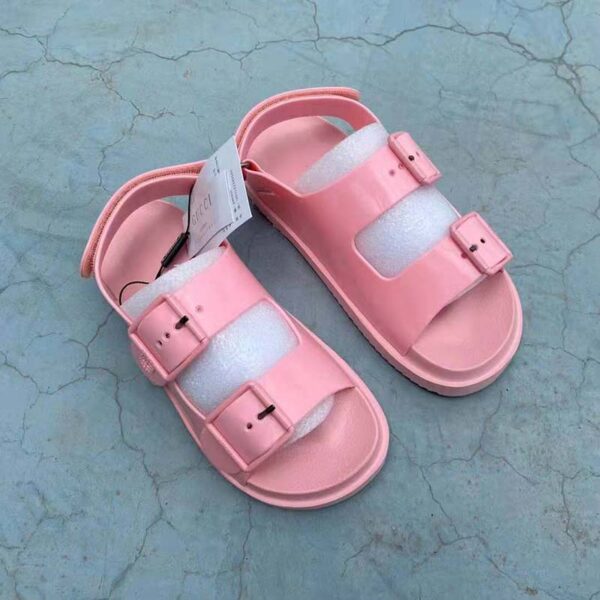 Gucci GG Women Sandal with Mini Double G Pink Rubber (4)