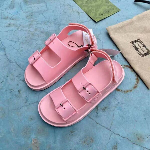 Gucci GG Women Sandal with Mini Double G Pink Rubber (5)