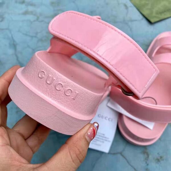 Gucci GG Women Sandal with Mini Double G Pink Rubber (7)