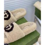 Gucci GG Women Slide Sandal with Interlocking G Light Brown Interlocking G Merino Wool - Image 9