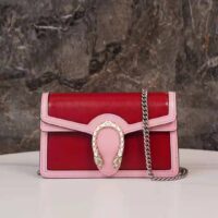 Gucci Women Dionysus Small Shoulder Bag Dark Red Leather with Pink Leather