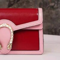 Gucci Women Dionysus Small Shoulder Bag Dark Red Leather with Pink Leather