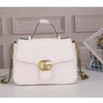 Gucci Women GG Marmont Mini Top Handle Bag White Matelassé Chevron Leather with Heart - Imagen 2