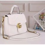 Gucci Women GG Marmont Mini Top Handle Bag White Matelassé Chevron Leather with Heart - Imagen 3