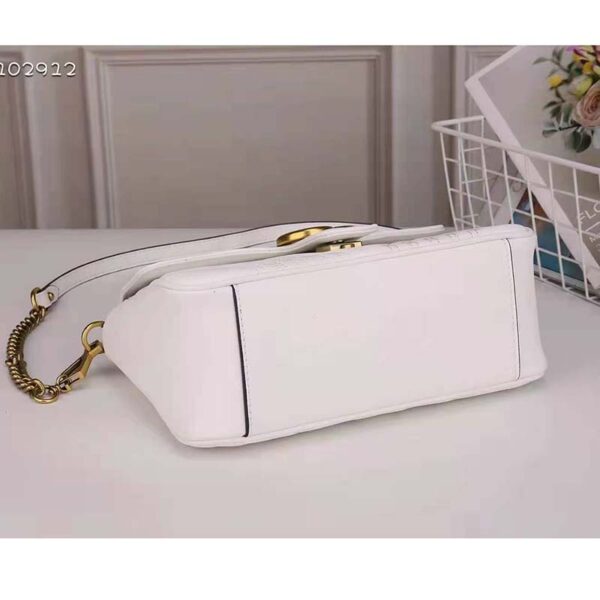 Gucci Women GG Marmont Mini Top Handle Bag White Matelassé Chevron Leather with Heart (6)