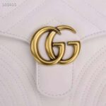 Gucci Women GG Marmont Mini Top Handle Bag White Matelassé Chevron Leather with Heart - Imagen 8