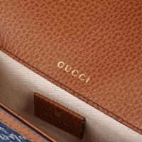 Gucci Women Horsebit 1955 Mini Bag Dark Blue Ivory Eco Washed Organic GG Jacquard Denim (2)